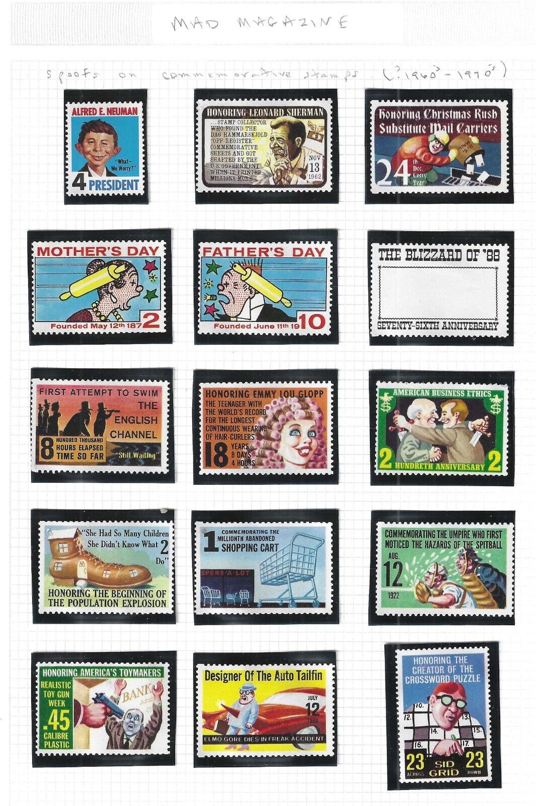 Mad Magazine: Lot of 27 Different Circa 1960\'s - 1970\'s Poster Stamps