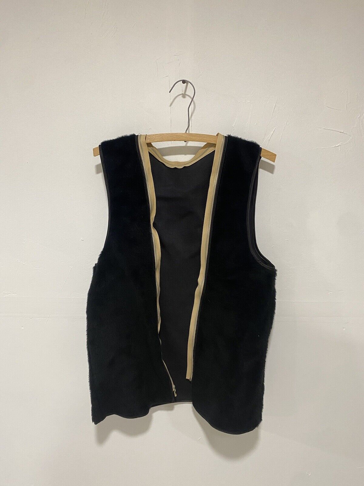 Vintage Military/Work Vest, Full Zip Sherpa Lined Black  M/S