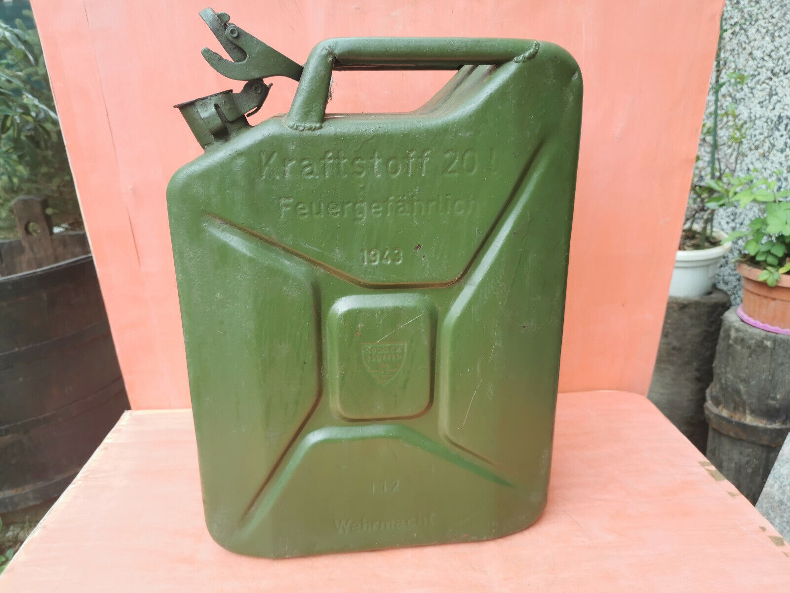 OLD VINTAGE GDR WEHRMACHT MILITARY JERRY CAN GAS FUEL CONTEINER WWII WW2 1943s
