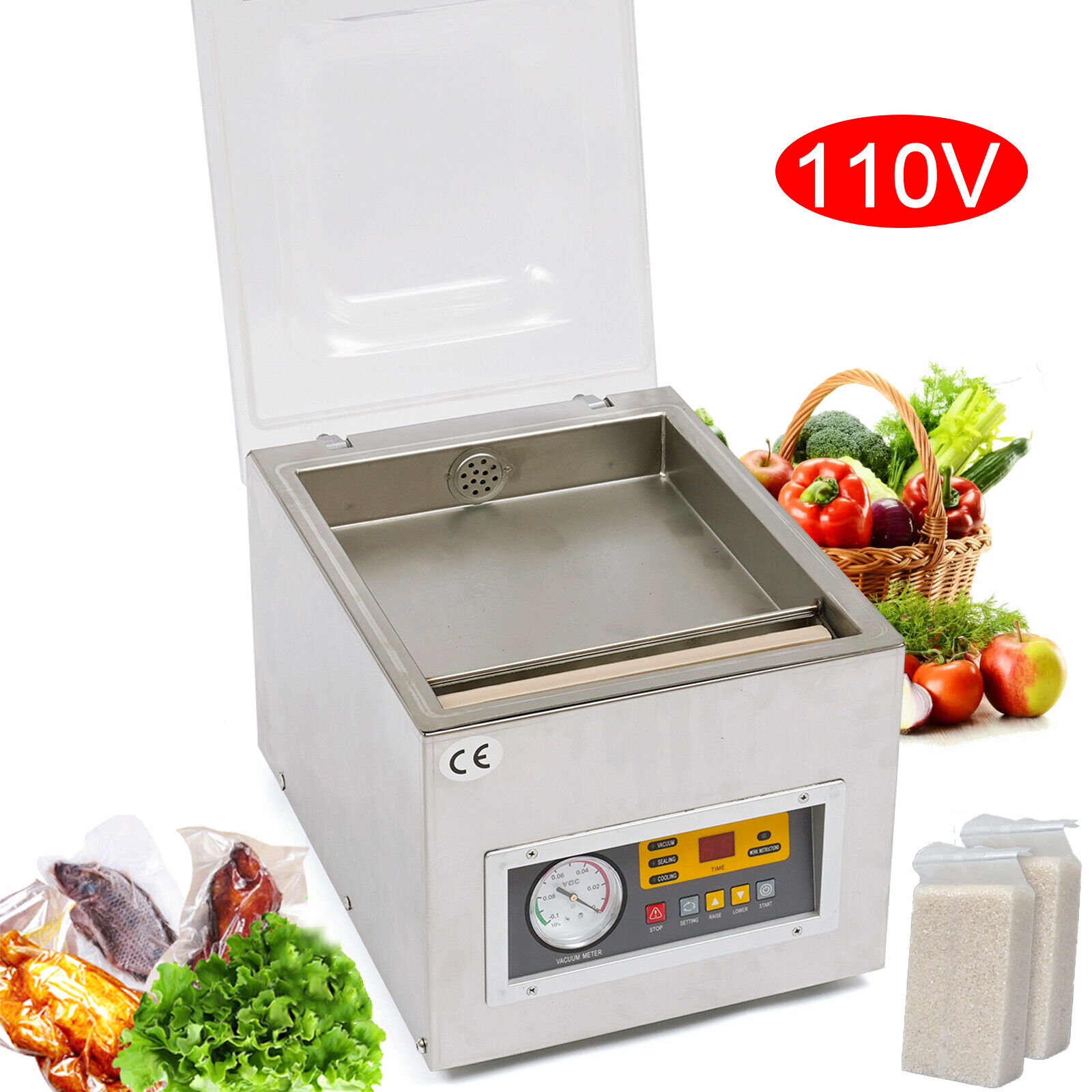 120W Table Top Commercial Vacuum Sealing Machine Packing Sealer Chamber DZ-260S