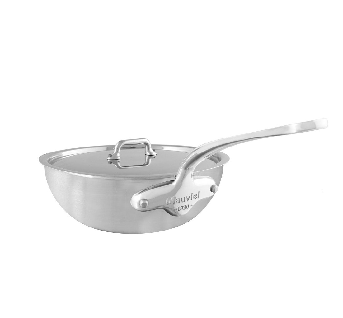 Mauviel M\'URBAN 3 Saute Pan With Lid, Cast Stainless Steel Handle, 3.4-Qt