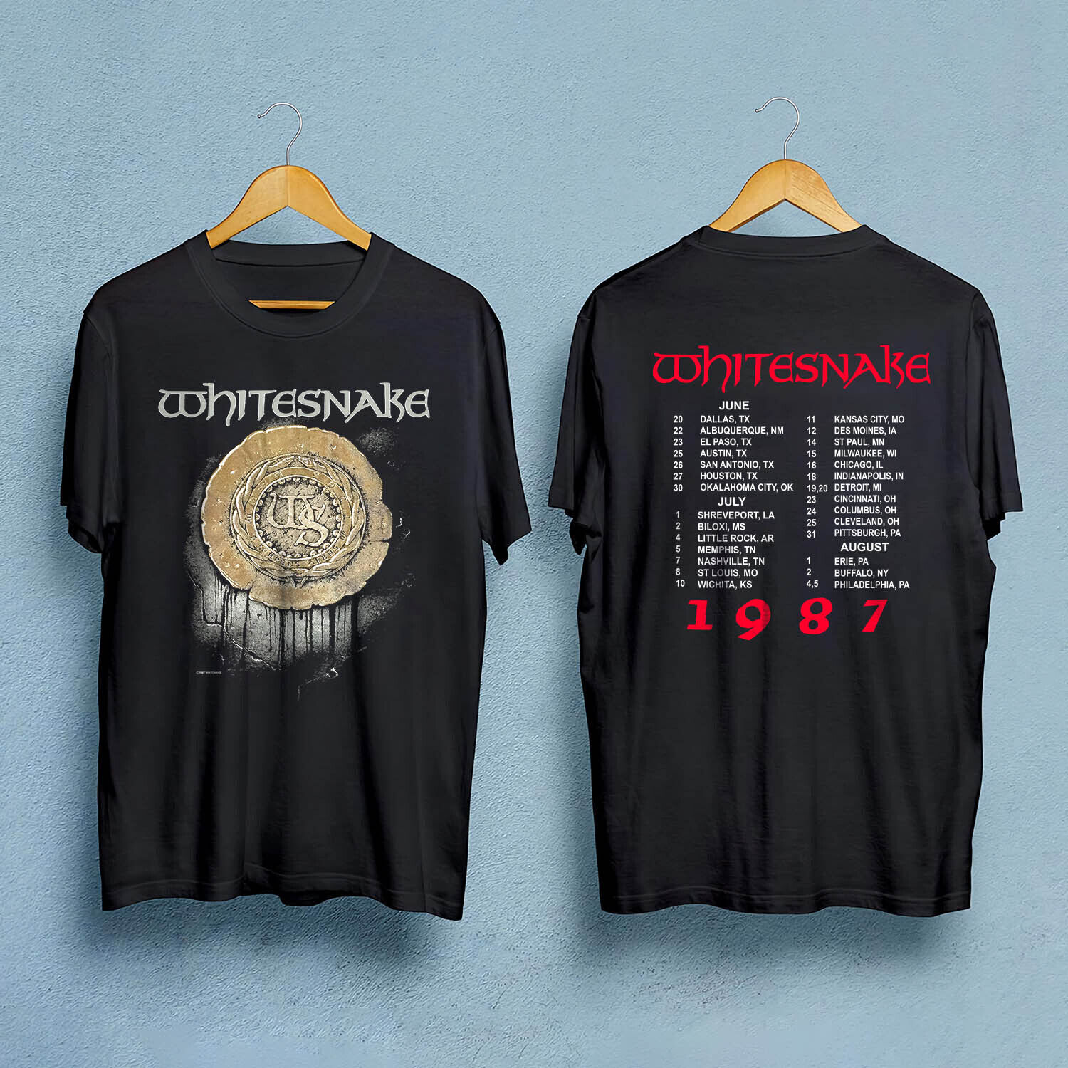 Vintage 80s WHITESNAKE self titled 1987 tour concert t shirt