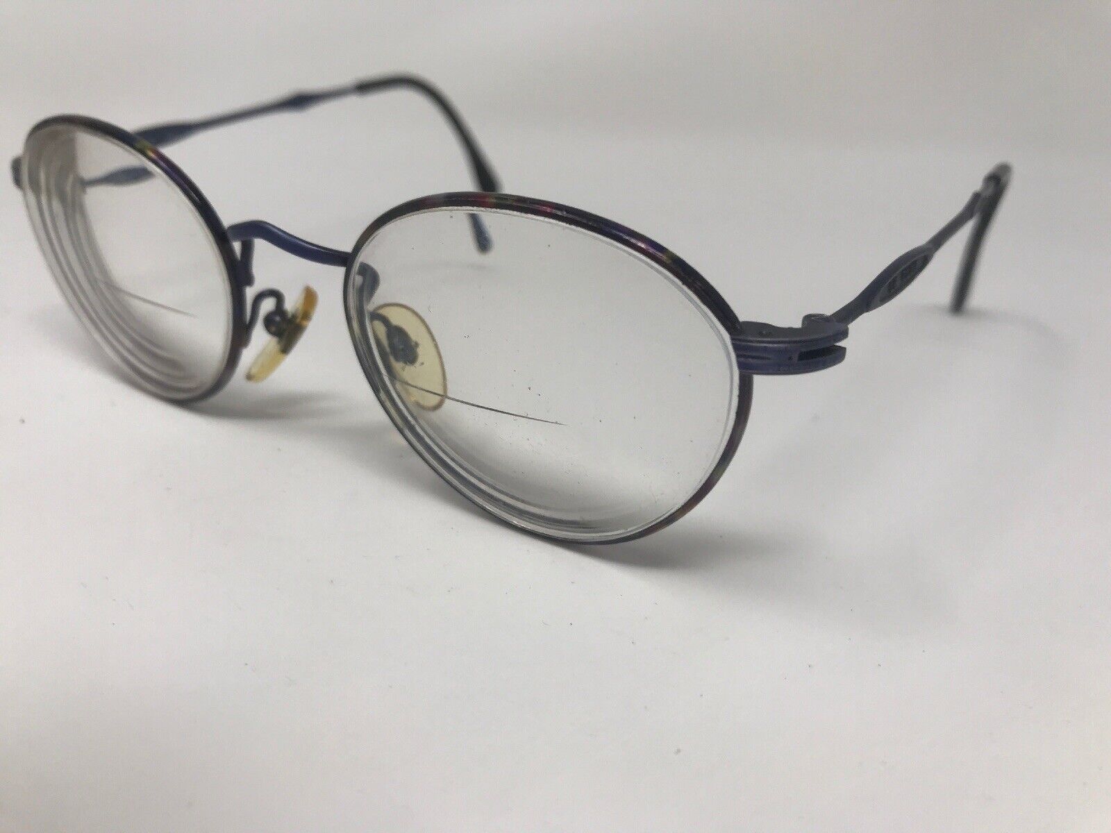 Le Club Vintage Eyeglasses Italy Mod.1033 Round Rim Dark Tortoise/Matt Navy KZ31