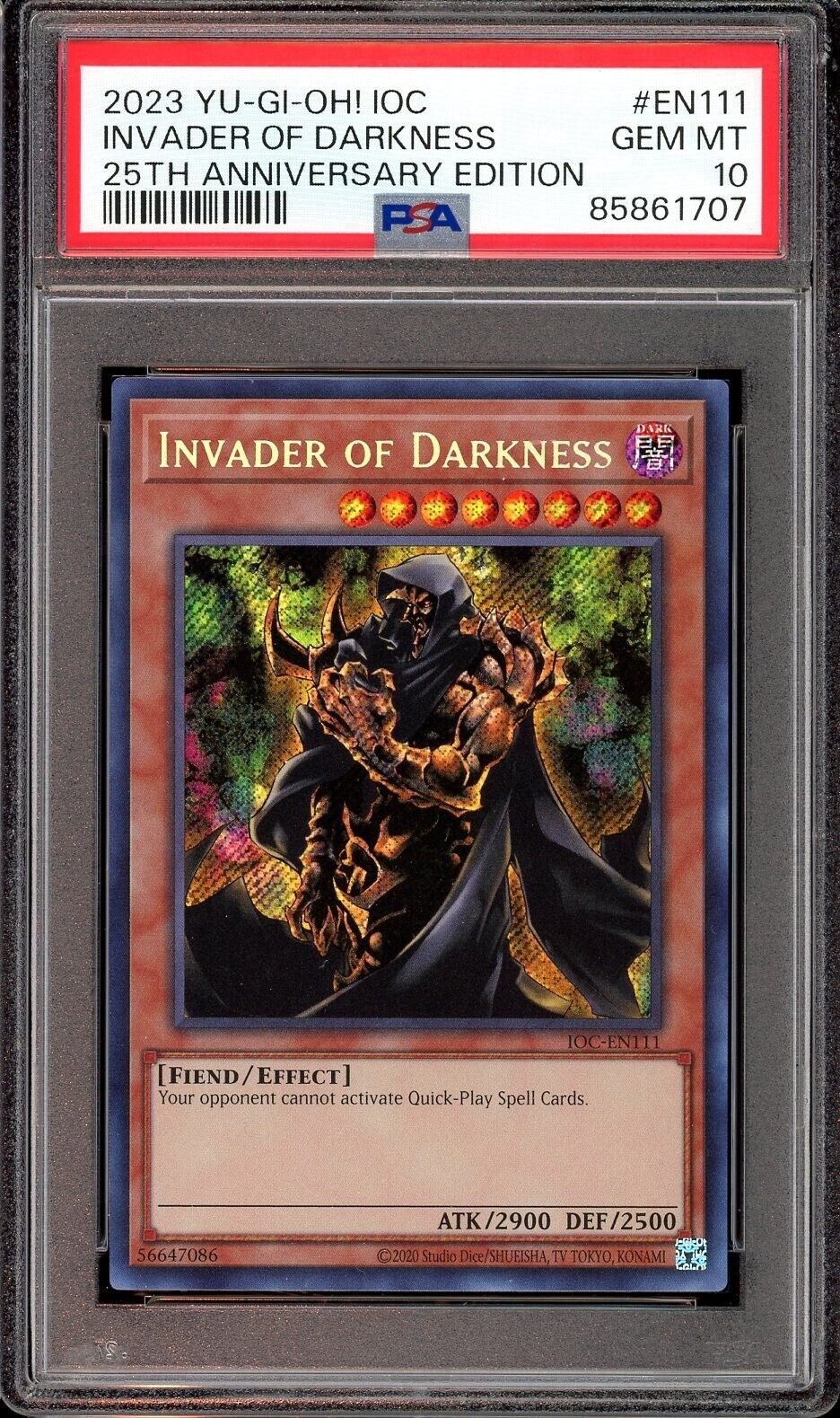 Yu-Gi-Oh Invasion of Chaos 25th Anniversary Invader of Darkness PSA 10 #EN111