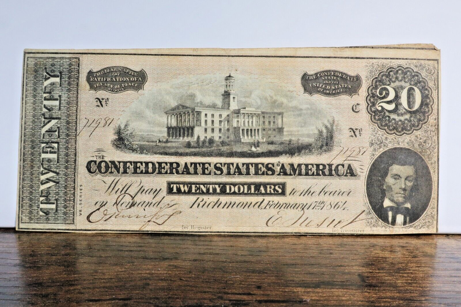 1864 $20 Confederate States of America T-67