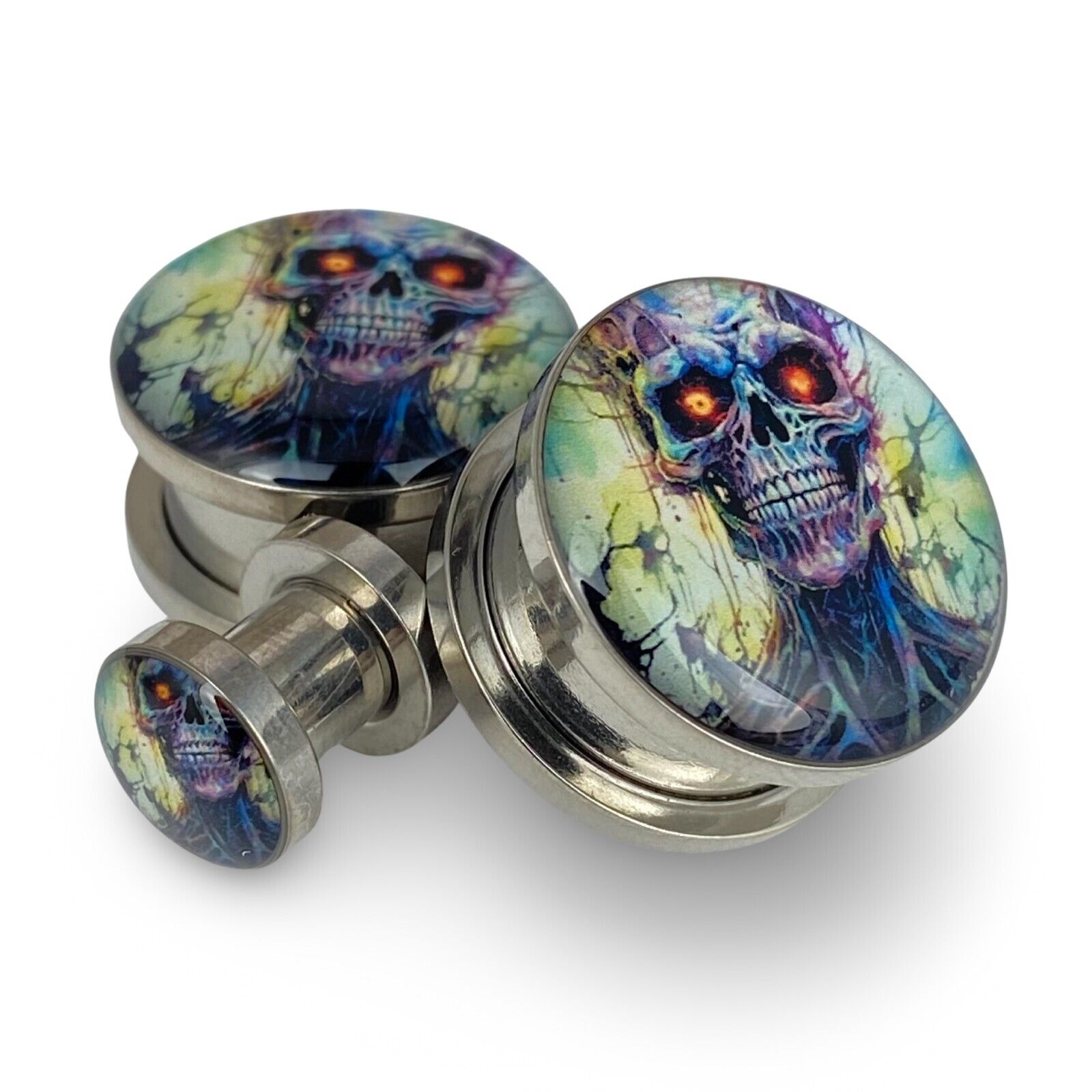 Pair of Zombie Picture Plugs (MTO-076) gauges 14g thru 1 inch