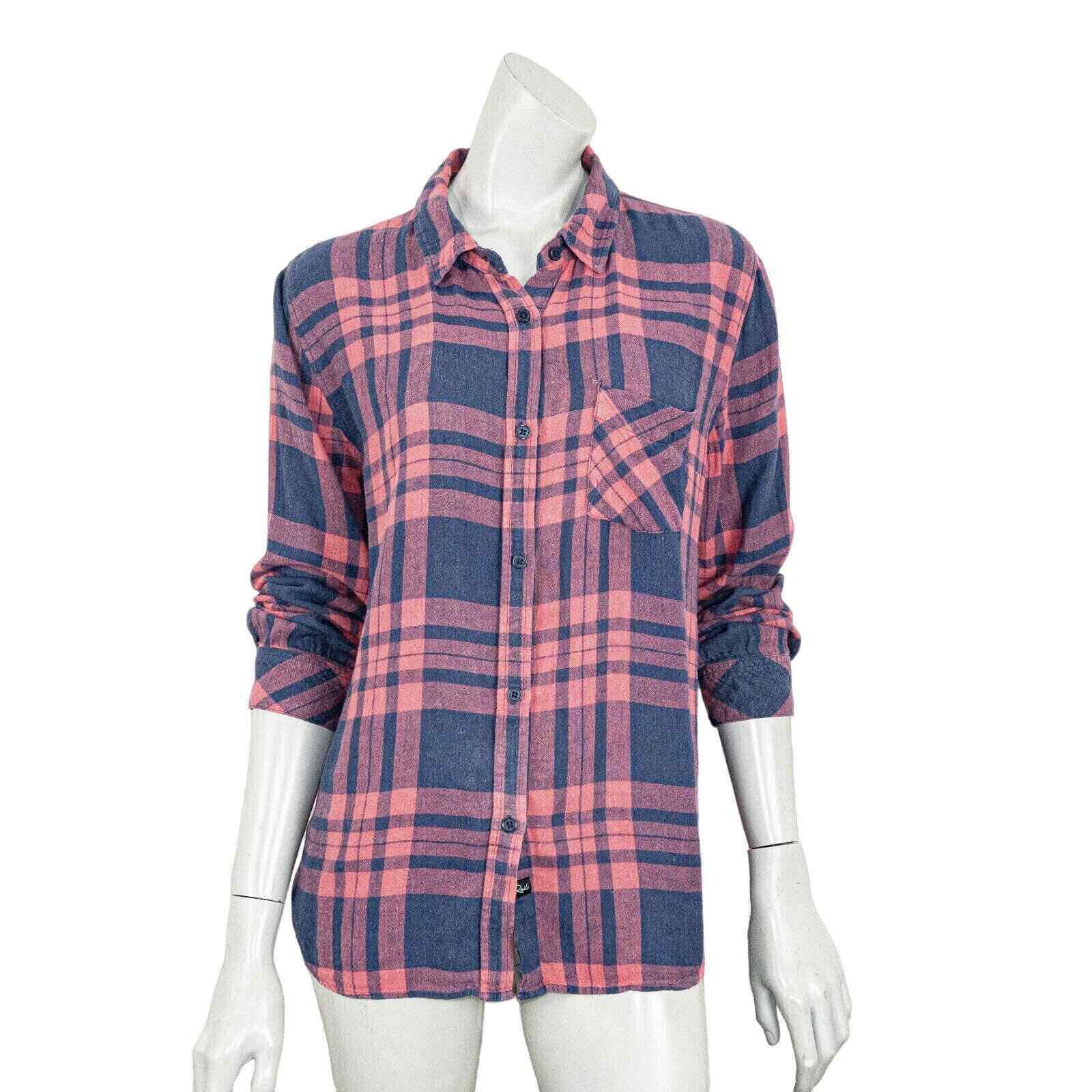 Rails Button up Shirt Pink blue Plaid Linen Rayon Women\'s Medium
