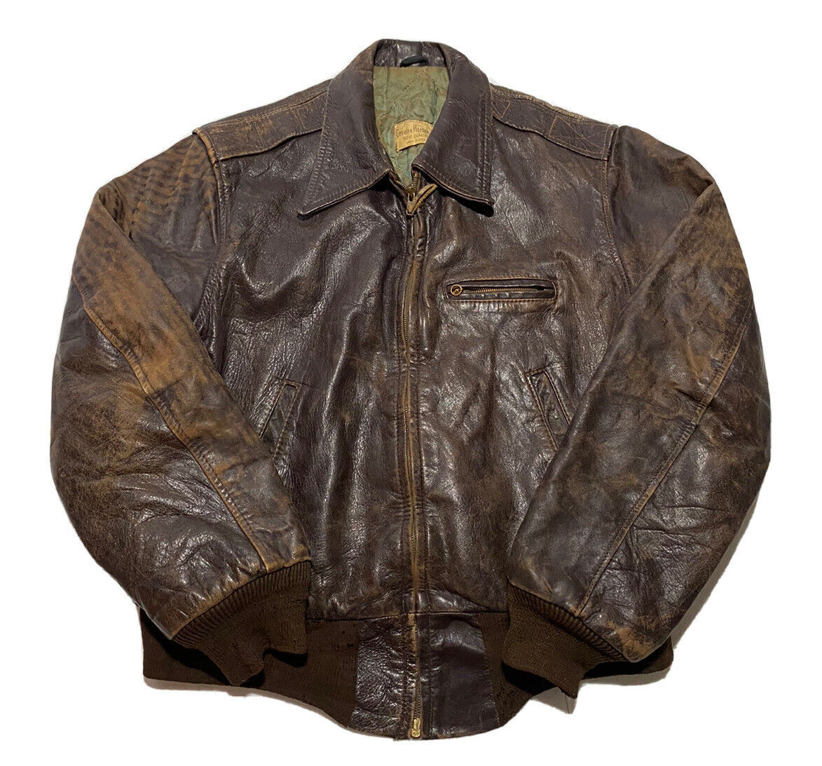 Vtg 40’s 50’s Genuine Horsehide Leather Jacket Front Quarters Size Medium J4