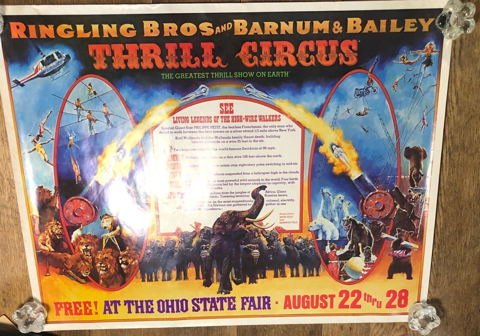 POSTER RINGLING BROS AND BARNUM & BAILEY THRILL CIRCUS OHIO STATE FAIR 1977 ART