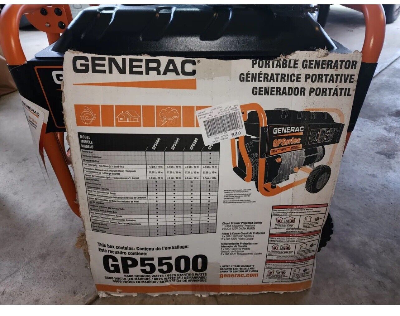 Generac GP-5500 Generater New in box unopened. Never used 