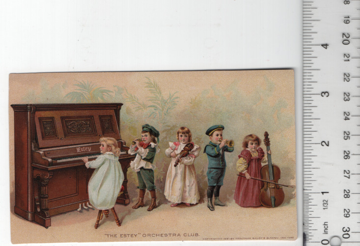 Estey Pianos Orchestra Club Children Victorian Trade Card 3\