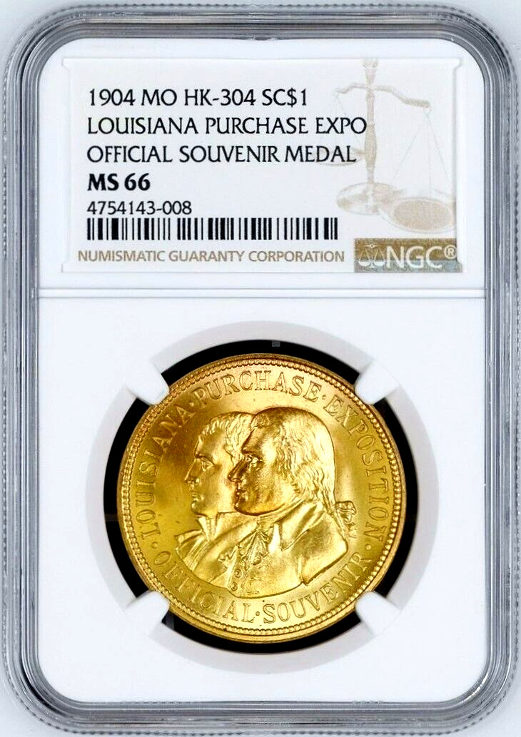 1904 HK-304 SO-CALLED DOLLAR LOUISIANA PURCHASE EXPO OFFICIAL MEDAL NGC MS 66