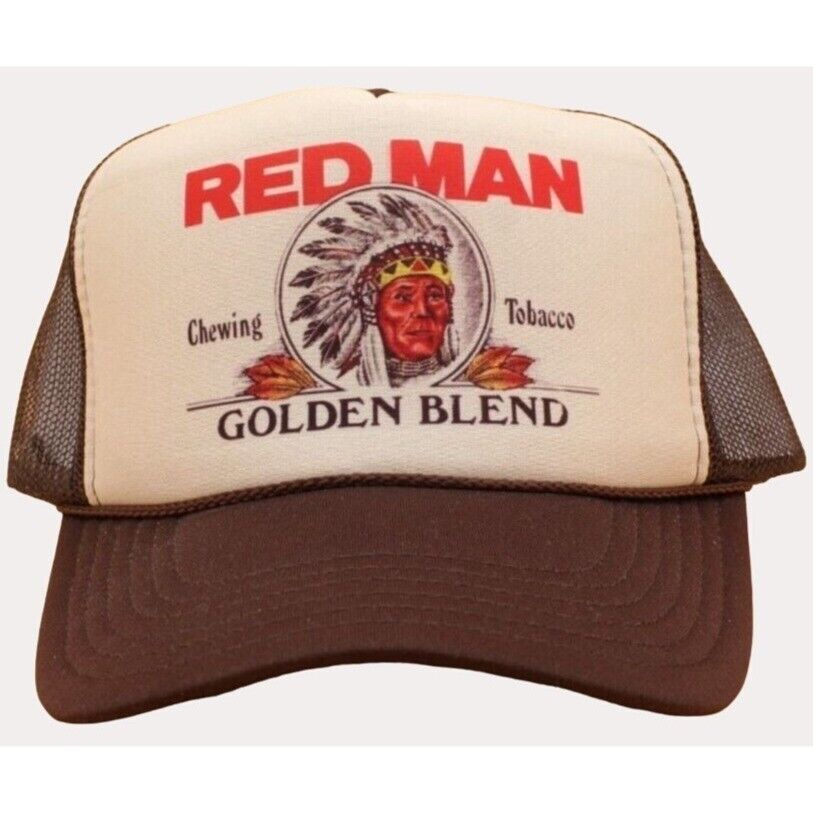 Red Man Trucker Hat Vintage Mesh Redman Golden Leaf Tobacco Hat