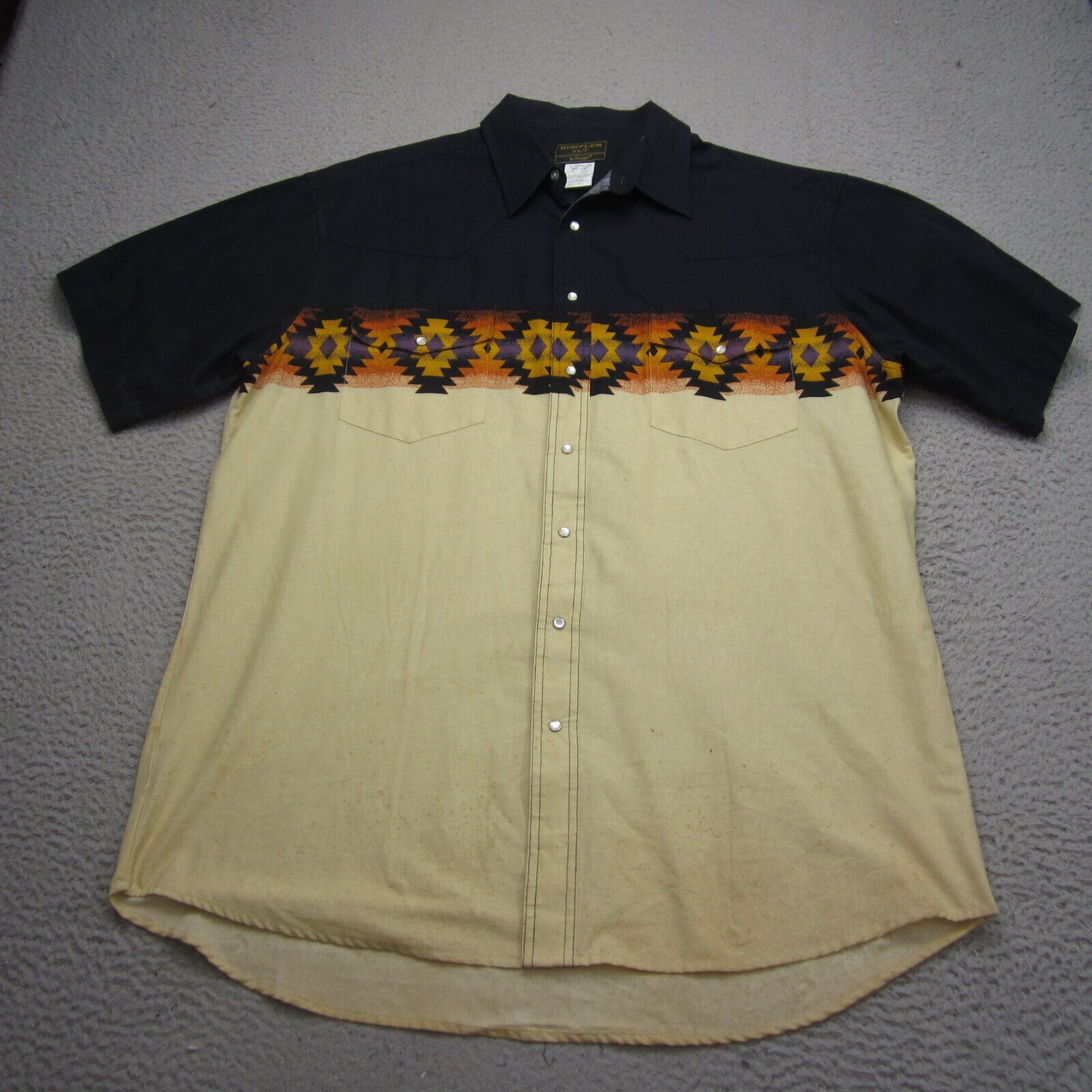 Vintage Wrangler Shirt Mens XLT  Pearl Snap Brushpopper Western Aztec 90s