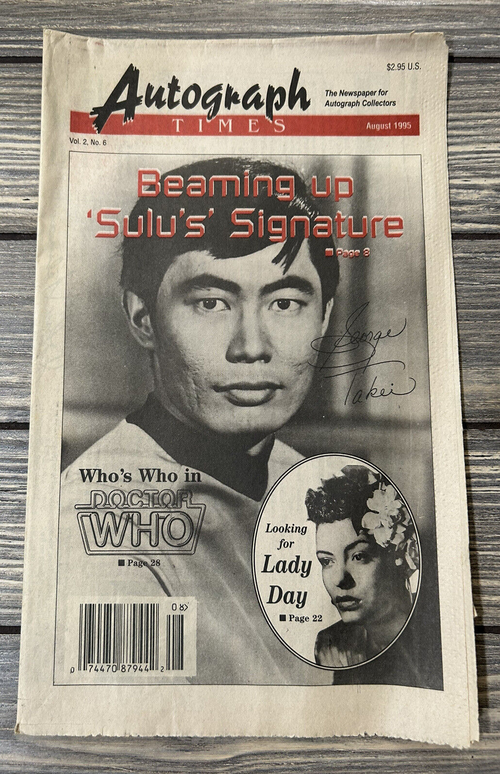 Vintage August 1995 Autograph Times Beaming Up Sulus Signature