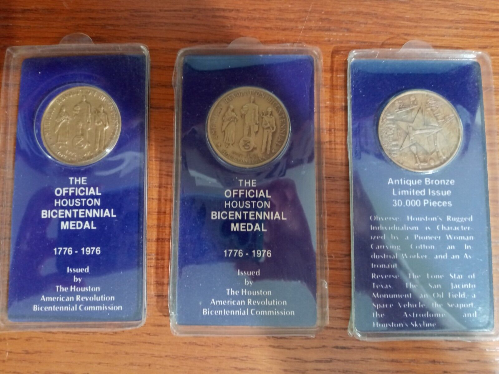 Official Houston Texas Bicentennial Bronze Medal 1776-1976 in original case