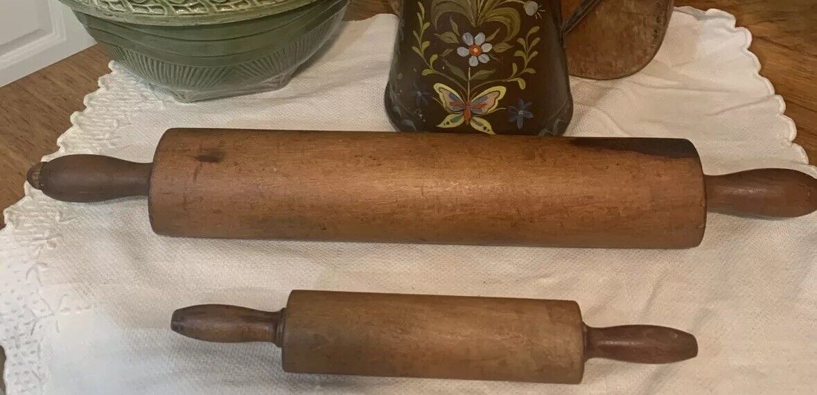 Lot Of 2 Antique vintage primitive Mother & Childs Rolling pins AAFA Patina