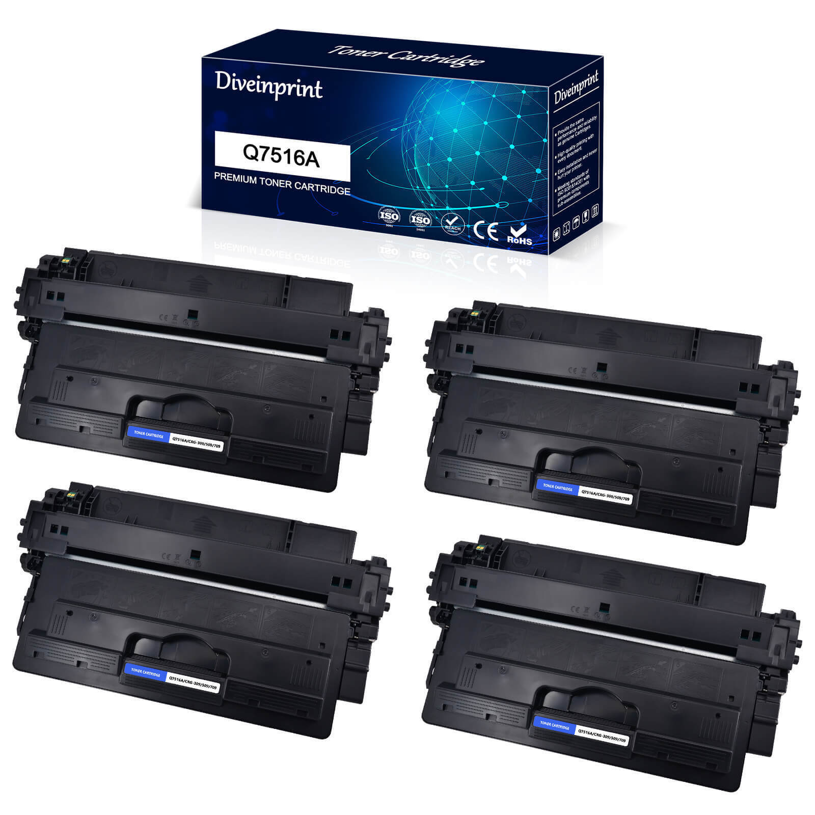 4 Pack Q7516A High Yield Toner Cartridge For HP LaserJet 5200 5200dtn 5200tn