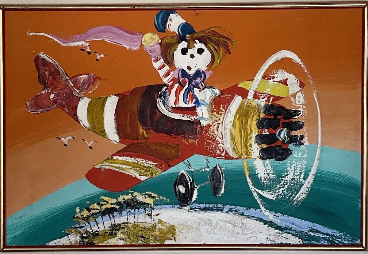 PAUL BLAINE HENRIE ANTIQUE CHILD CLOWN OIL PAINTING OLD VINTAGE MODERN ABSTRACT