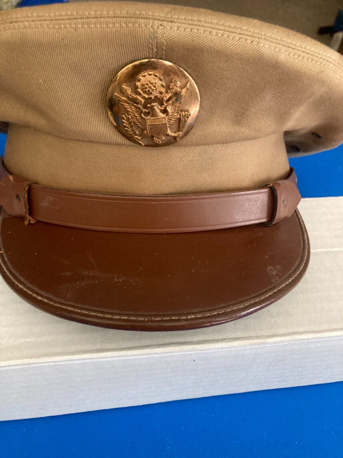 WW2 ENLISTED MILITARY HAT FROM SOCIETY BRAND HEADWEAR 7 1/8 TAN