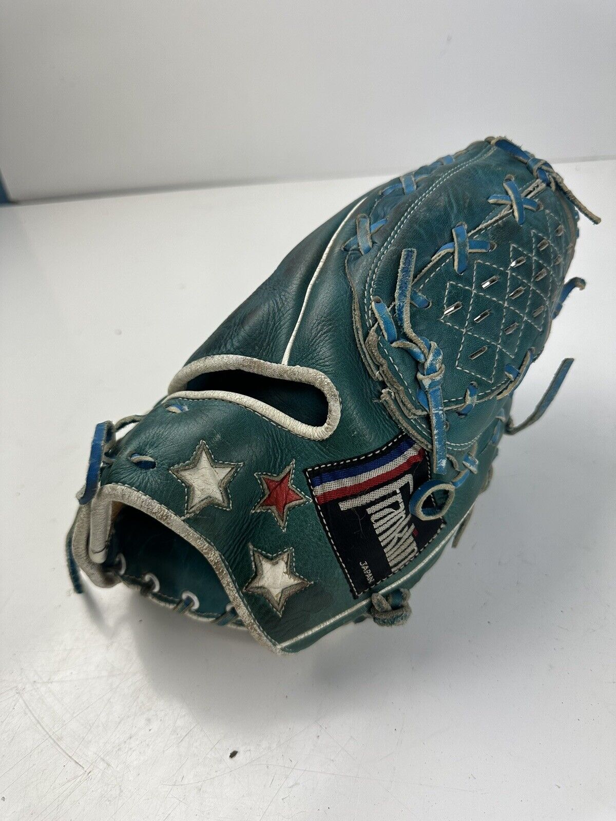 VTG Franklin Baseball Glove “The Backhander” Japan Leather Stars Green Lou Brock