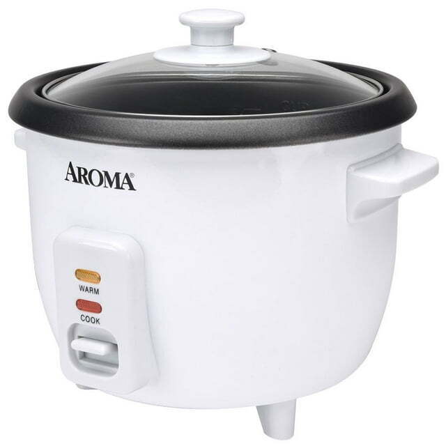 6-Cup (Cooked) Rice & Grain Cooker Multi Cooker with Glass Lid, White, New