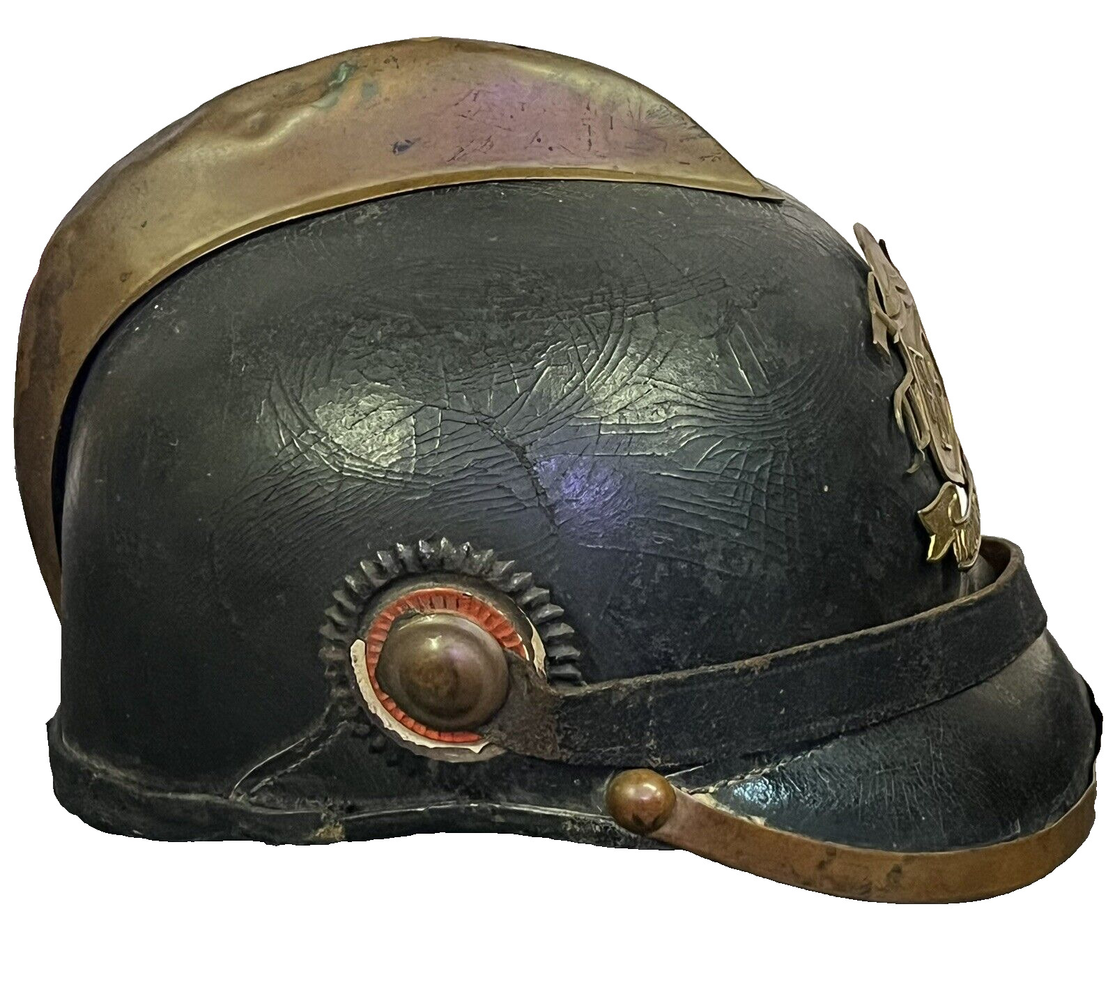 WWI Era Imperial German Pickelhaube Fireman\'s Hat / Helmet Excellent Shape