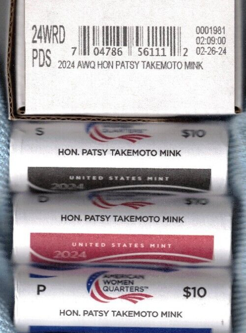2024 Hon. Patsy Takemoto Mink - P D S 3 ROLL SET in MINT SEALED BOX (120 Coins)