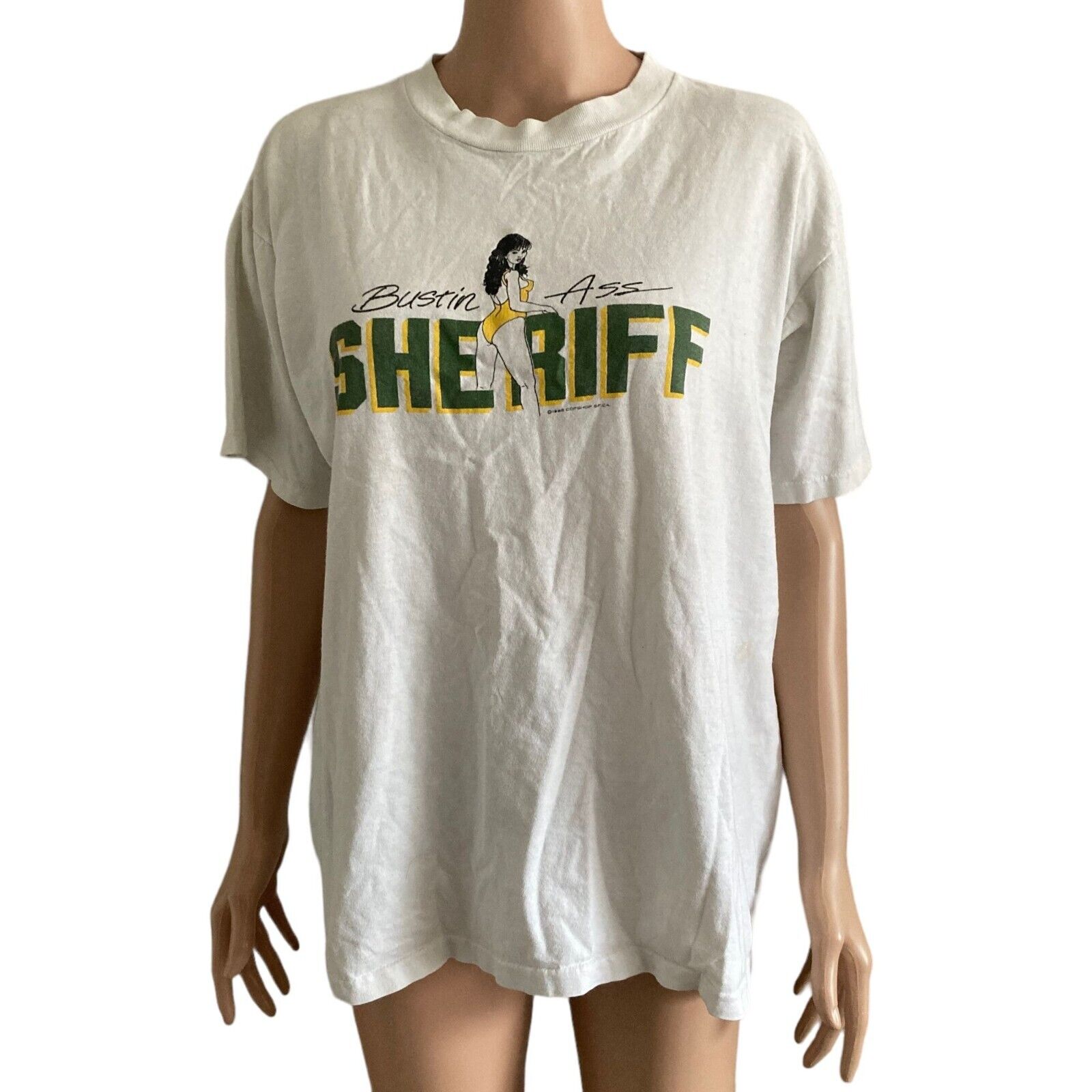 vintage rare 1988 bustin ass sheriff shirt XL cop shop san francisco CA police