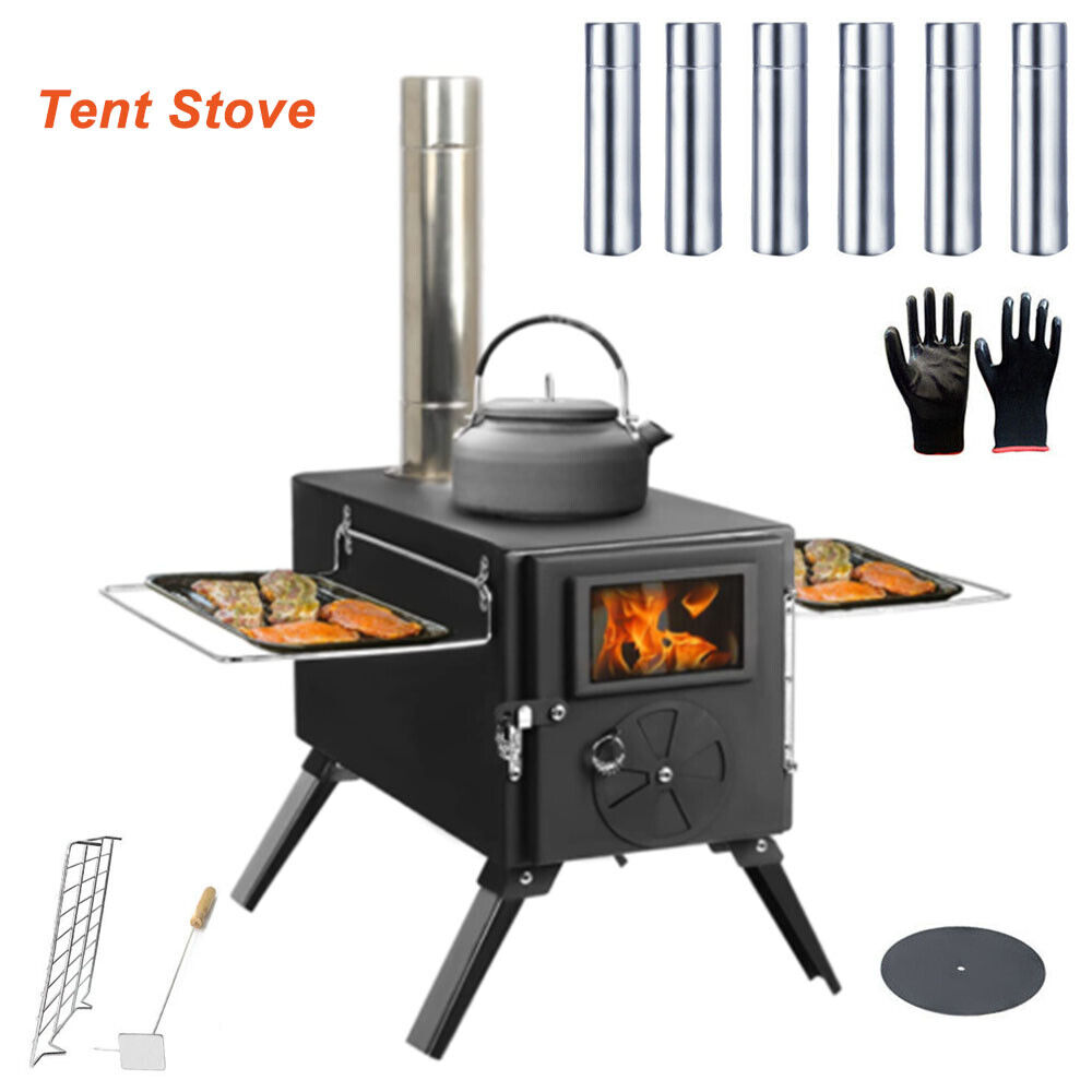 Outdoor Camping Tent Wood Stove Portable Heating Wood Burning Heating BBQ Stove 