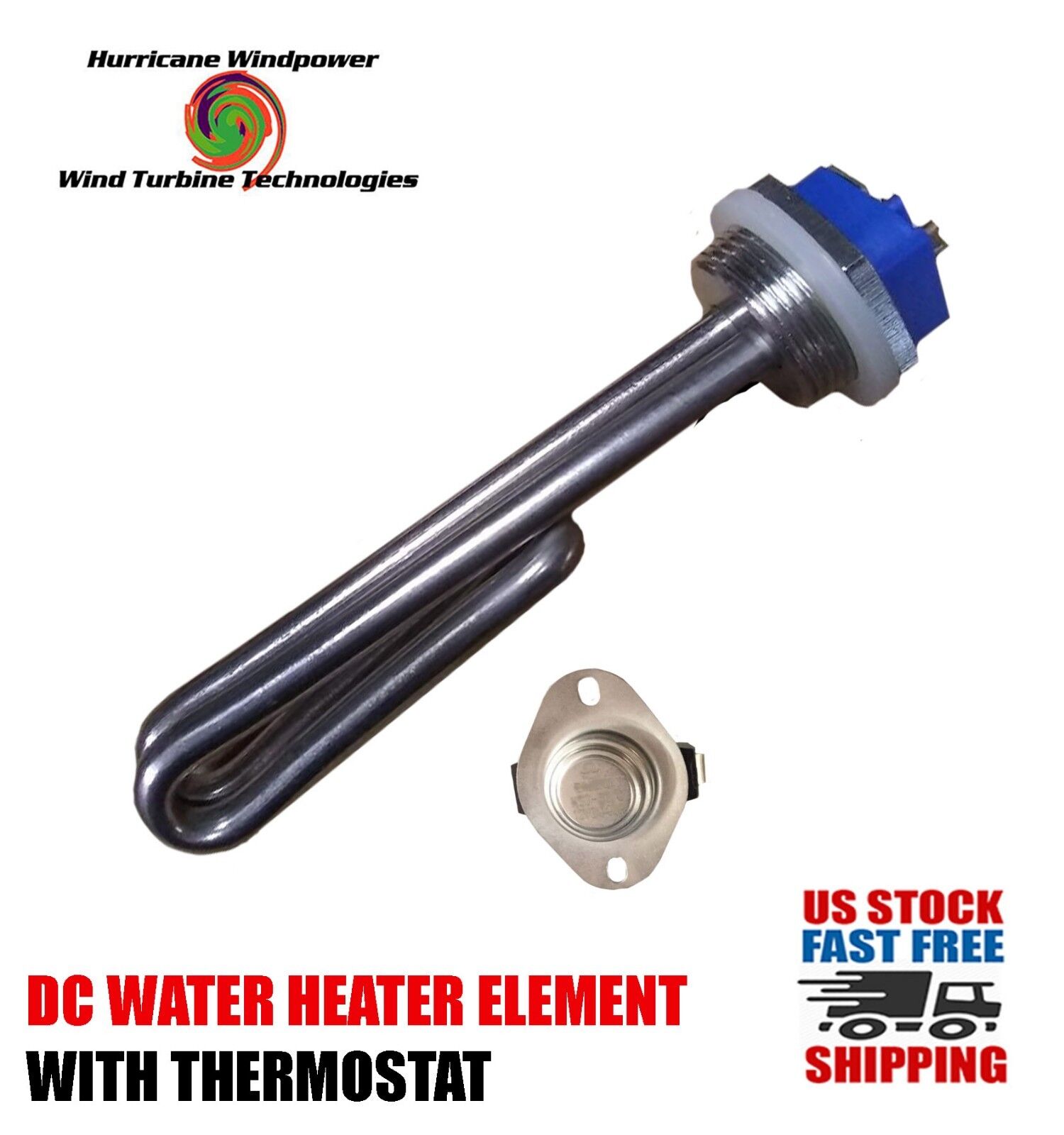 DC Water Heater Element 12 Volt 65 Watt with Thermostat 140 Degrees F