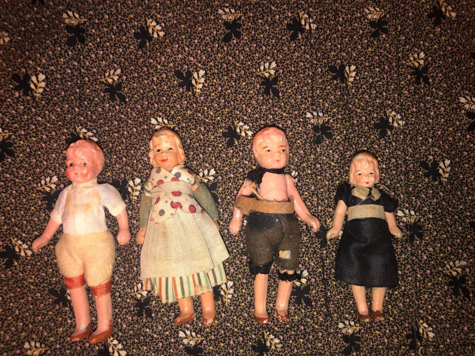 Lot 4 Of Vintage/Antique German Painted Bisque Dollhouse Dolls