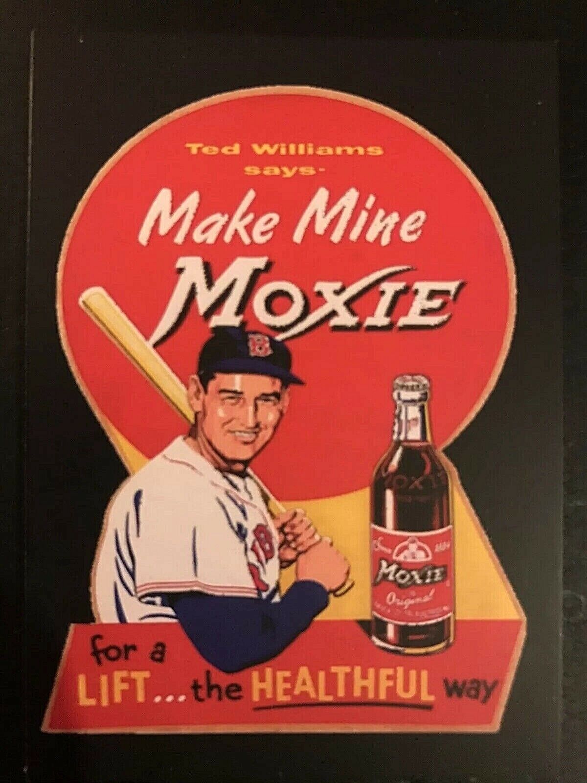 Ted Williams Moxie Soda  Advertising Rp Card Boston Red Sox MLB HOF