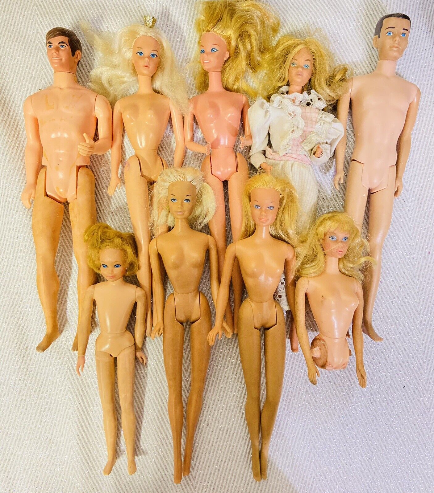 Assortment Of 9 Barbie dolls From 1960- 1970’s Era Blonde Hair Barbie Nude OOAK