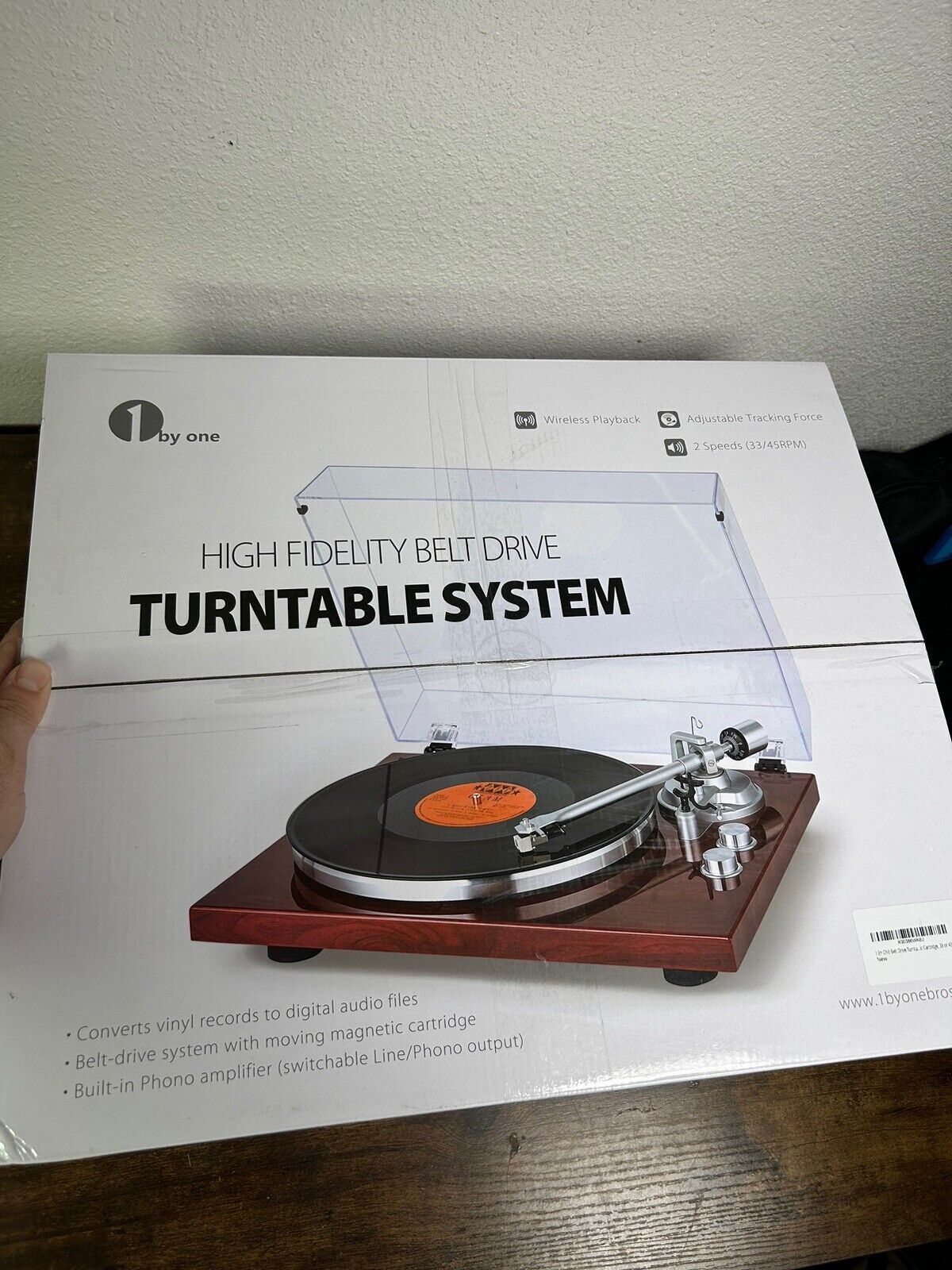 1 By One High Fidelity Belt Drive Turntable Record Player New Open Box