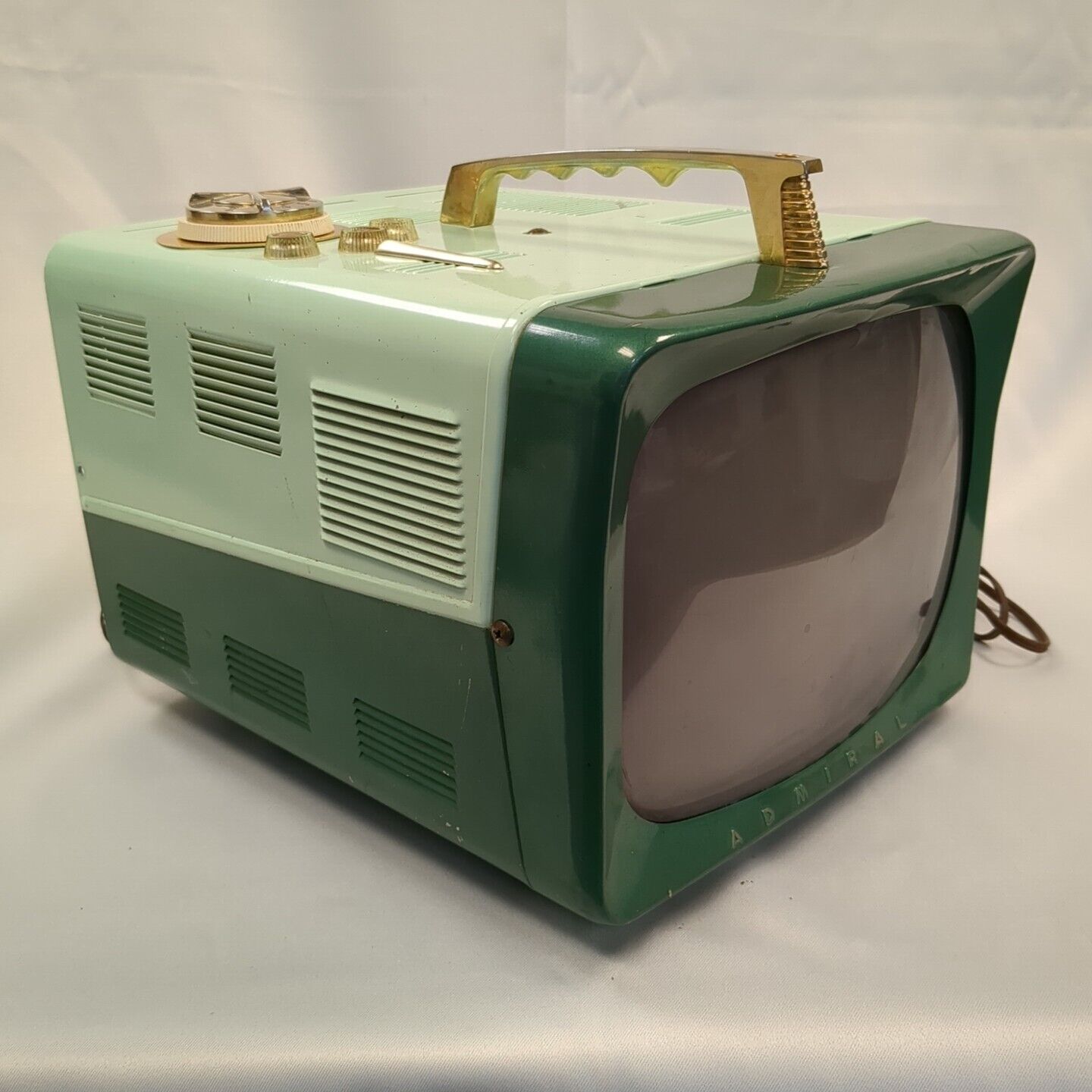 Admiral Vintage Portable B&W Tv Television T105AL Green 1950’s Parts Or Repair