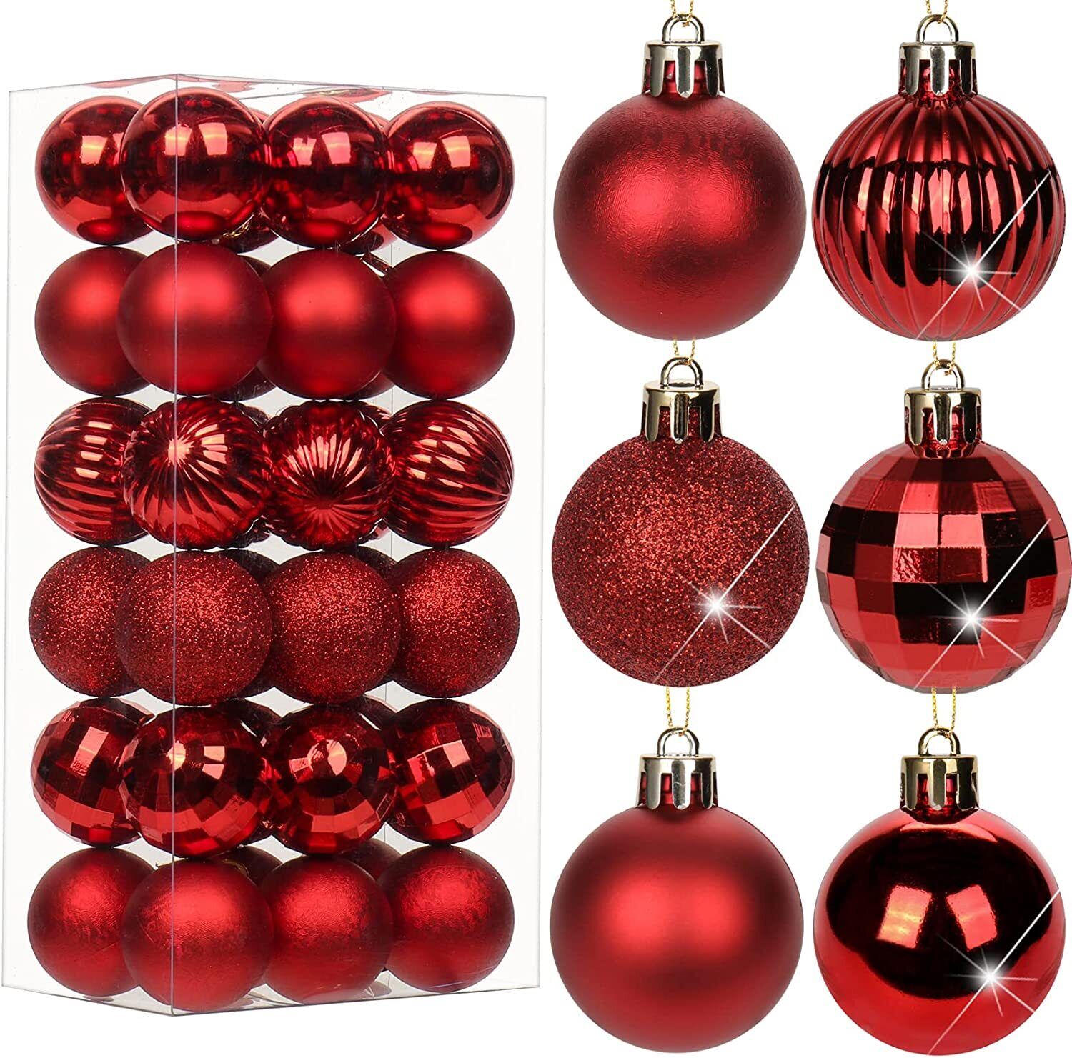 36 Pcs Christmas Balls Ornaments 1.6” Shatterproof Xmas Tree Hanging Decor Balls
