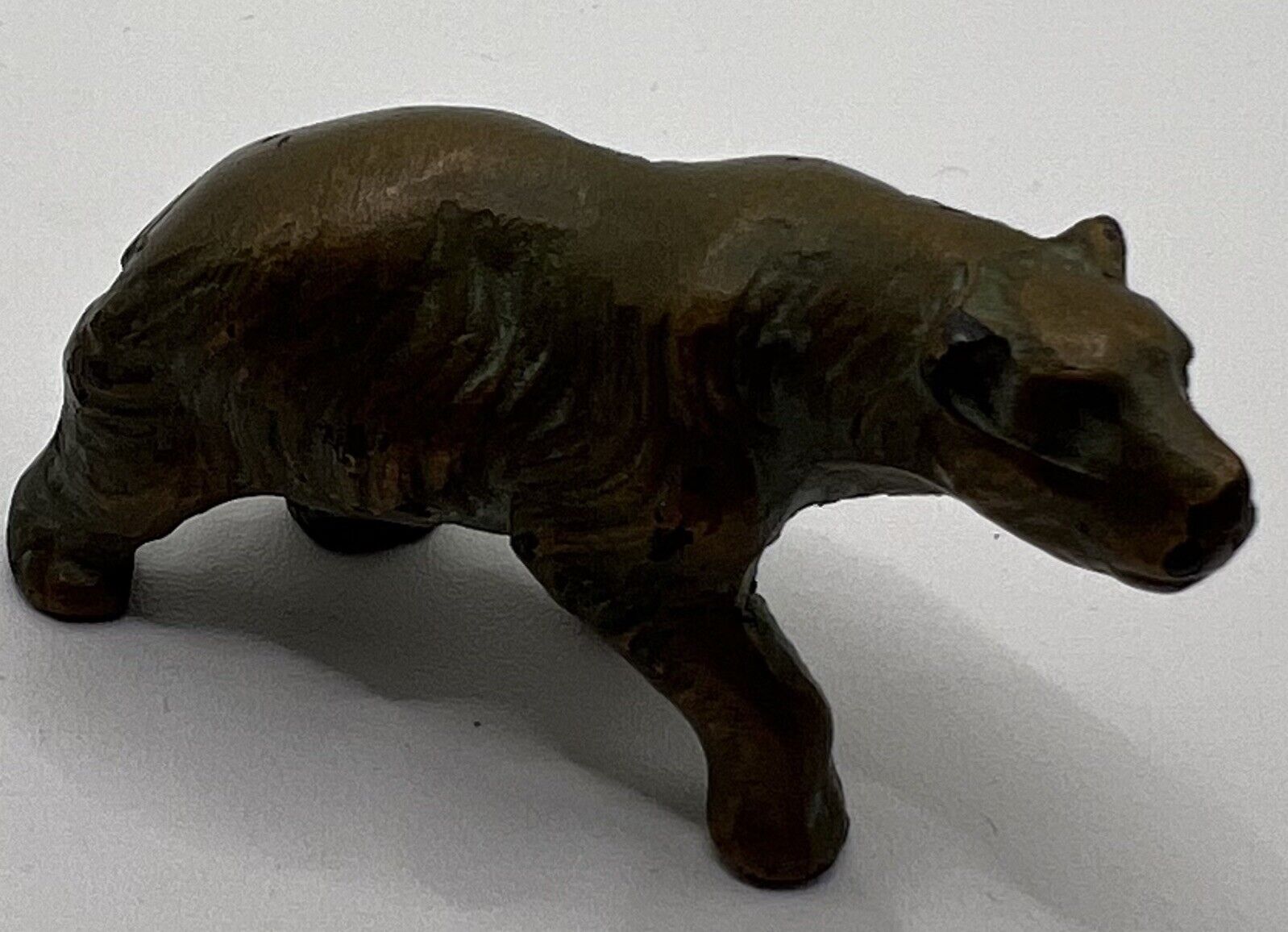 Vintage Miniature Solid Bronze Bear  With Lots Of Patina
