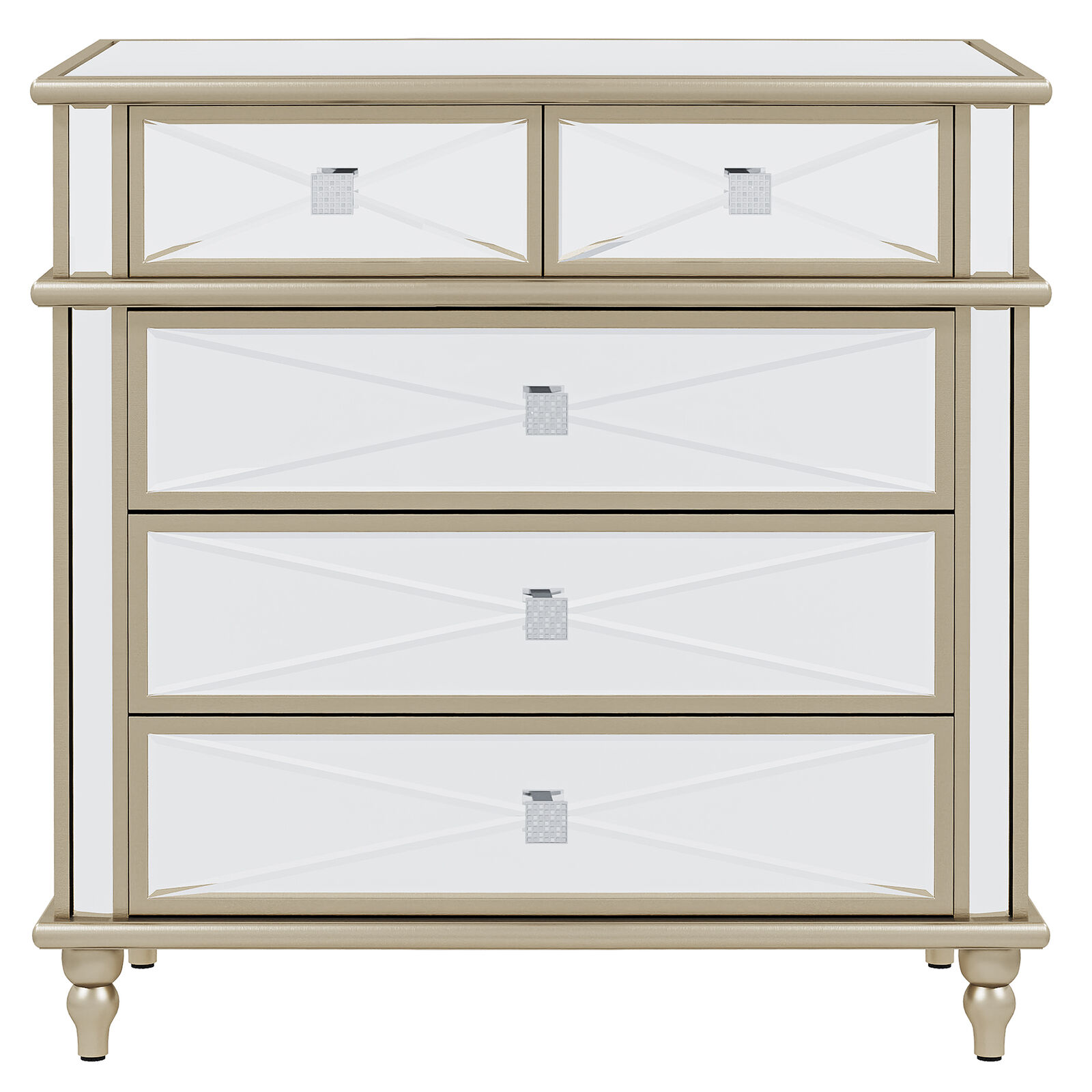 Modern 5 Drawer Mirrored Storage Chest Dresser Sideboard Cabinet for Living Room