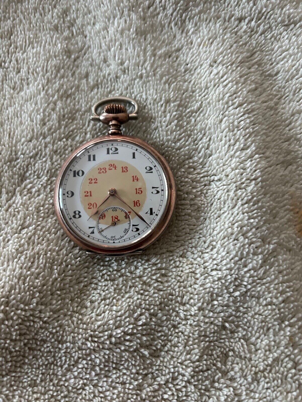 Antique Junghams .800 Silver Pocket Watch 24 hour Dial