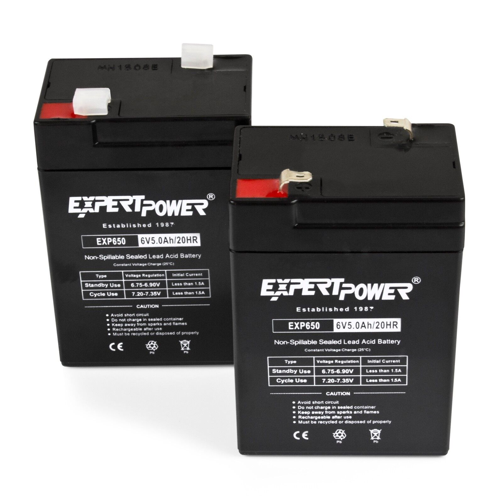 2 Pack 6V 6 Volt 5Ah Rechargeable Sealed Lead Acid Battery Replaces 4.5Ah 4Ah