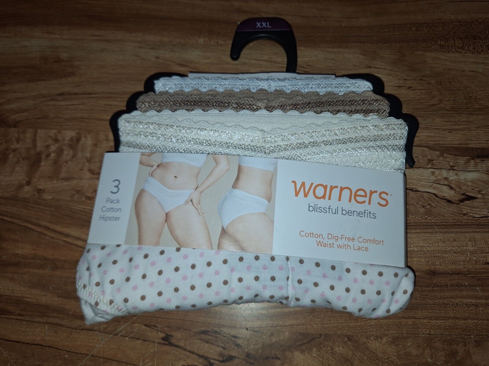Warner\'s 3-Pack Cotton Hipster W Lace  Underwear Size XXL No Muffin Top (Eb17)