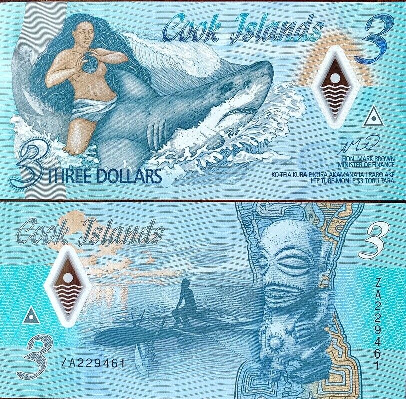 Cook Islands 3 Dollars 2021 ZA Replacement P 11 Polymer UNC