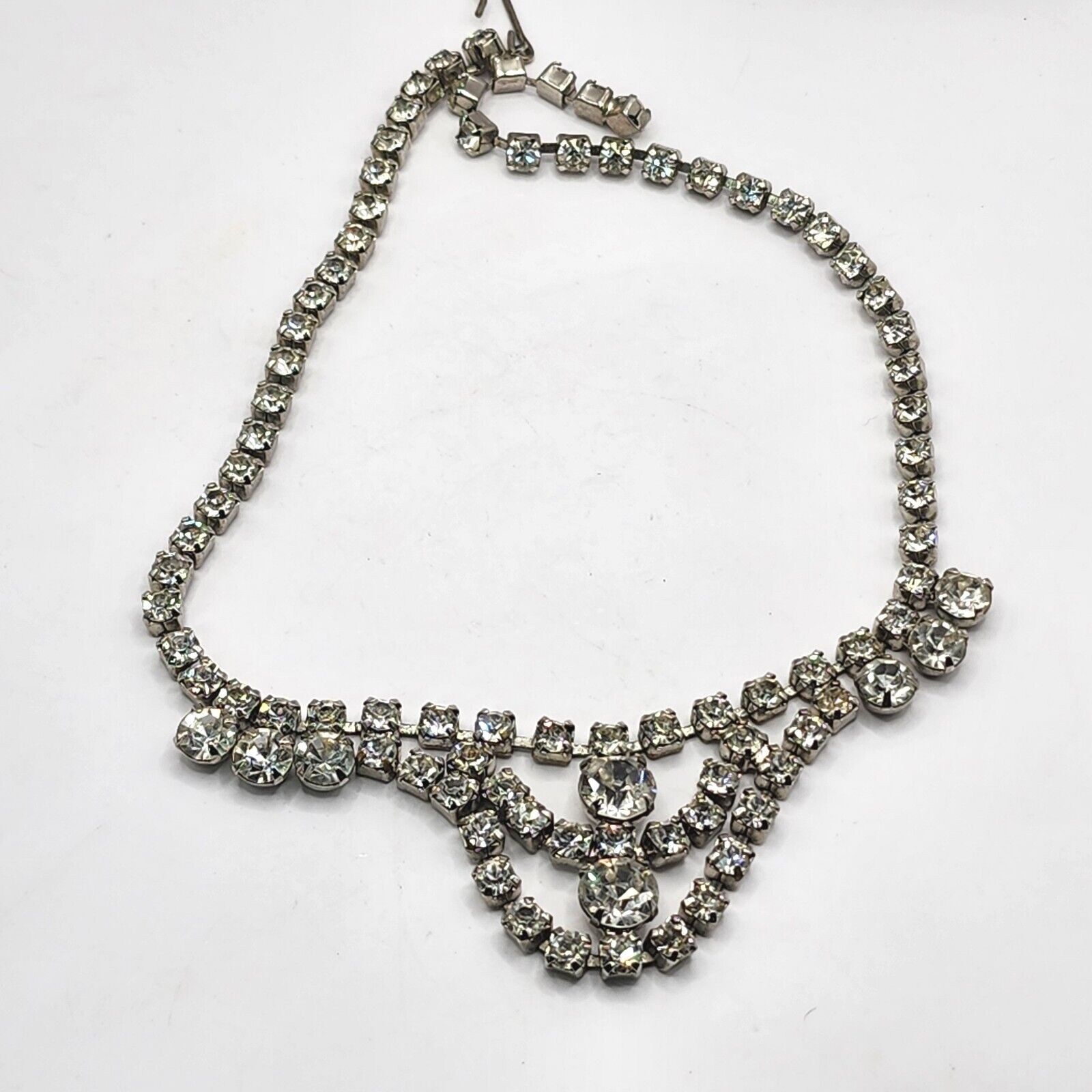 Vintage Rhinestone Necklace STUNNING Clear 16\