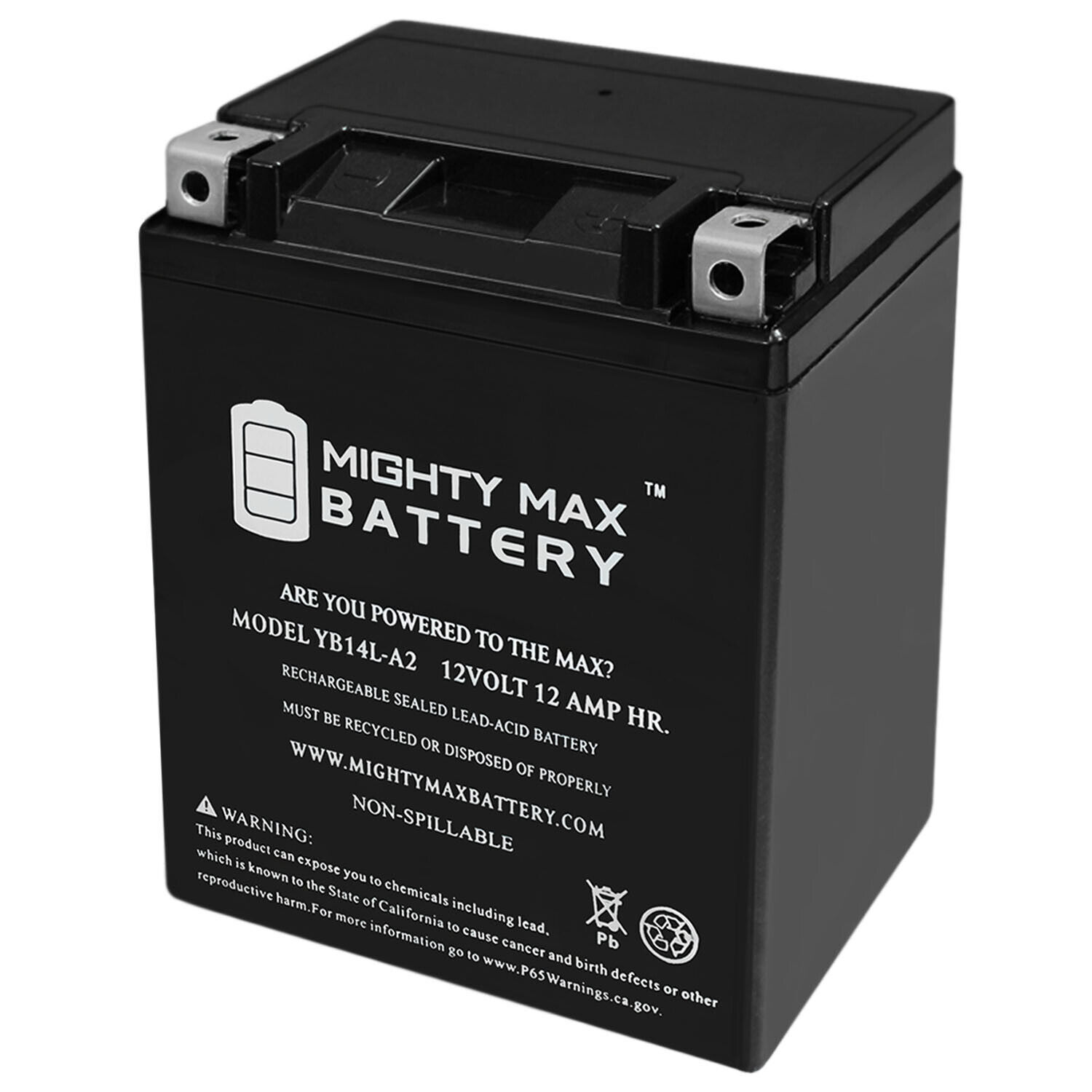 Mighty Max YB14L-A2 12V 12Ah Battery Replaces Honda CB750 K Four CB750 1972-1975