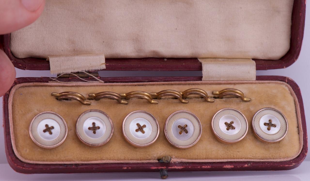 Antique 19th Century  Mens Shirt  Buttons in Original Luxury Box c1880s