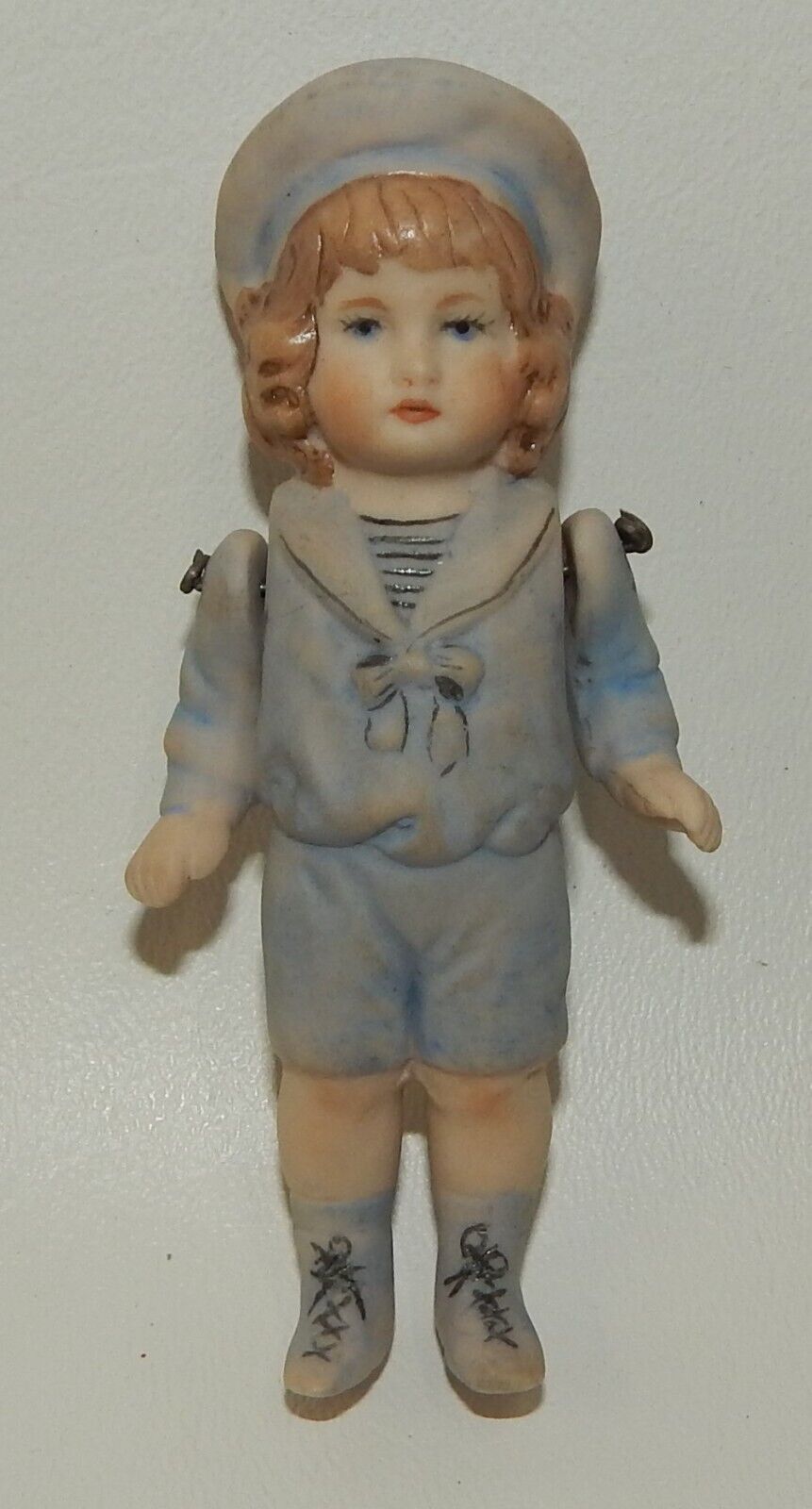 Antique Miniature Bisque Dollhouse Doll Sailor Boy 3.5\