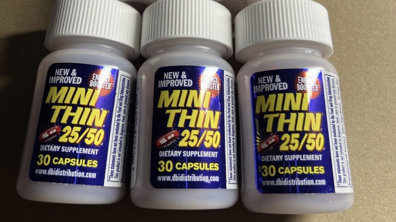 Mini Thin 25/50 Energy Booster Pills 3 Bottles 90 Pills  3 Month Supply
