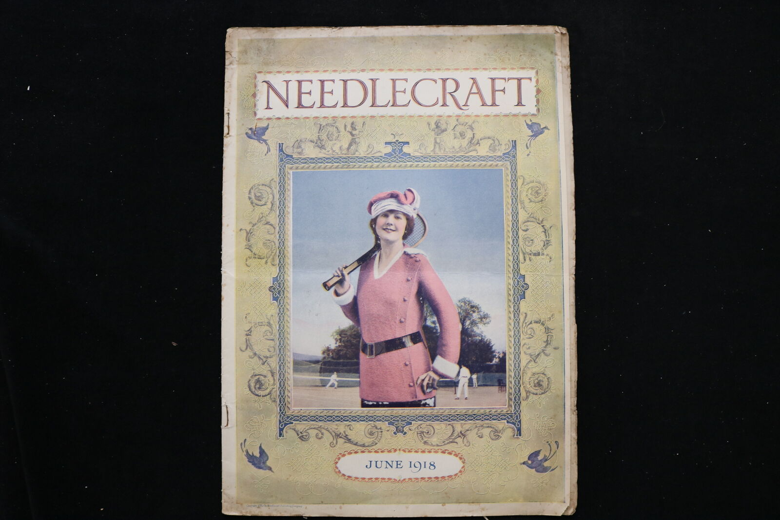 1918 JUNE NEEDLECRAFT MAGAZINE - LADY TENNIS PLAYER COVER - E 9951