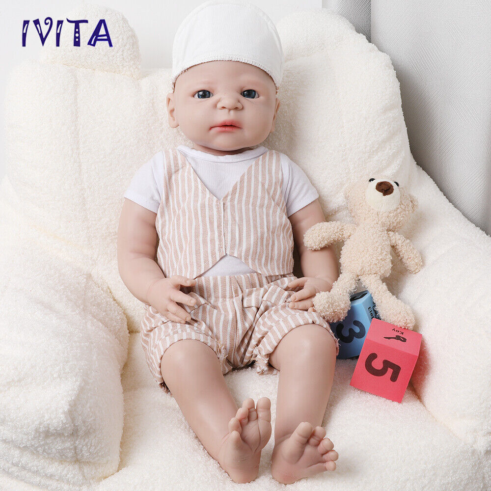 IVITA 22inch Full Body Silicone Reborn Baby BOY Weighted Lifelike Silicone Doll